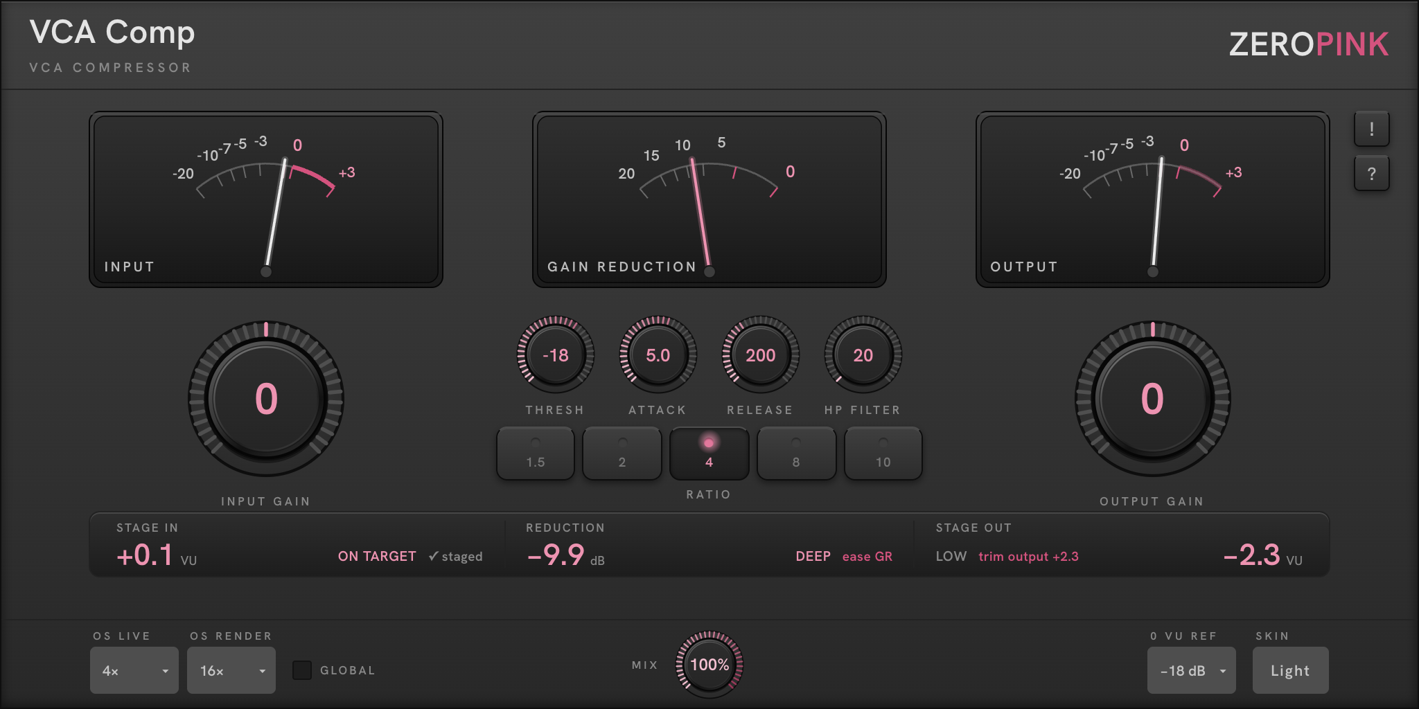 ZEROPINK VCA Comp faceplate